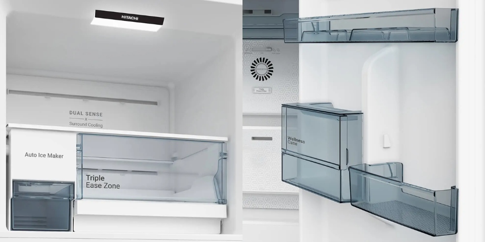 Tủ Lạnh Hitachi HRTN6443SAMGWVN trang bị đèn LED và ngăn cửa điều chỉnh độ cao
