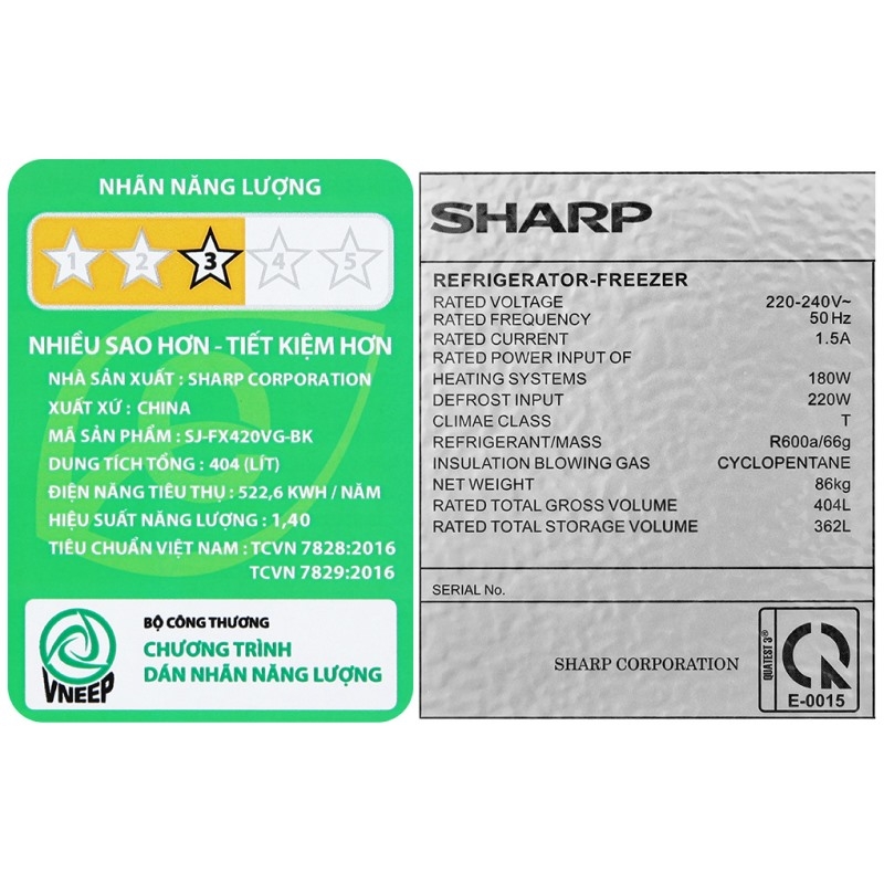 Tủ lạnh Multi Door Sharp Inverter 362 lít SJ-FX420VG-BK — ảnh 6