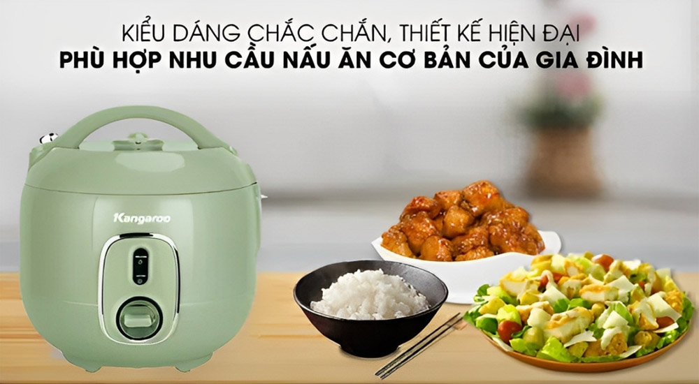 Nồi Cơm Điện Kangaroo KGRC10M1 1 Lít có thiết kế hiện đại