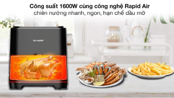 Nồi chiên không dầu Sharp KF-AF70EV-BK công nghệ tối tân