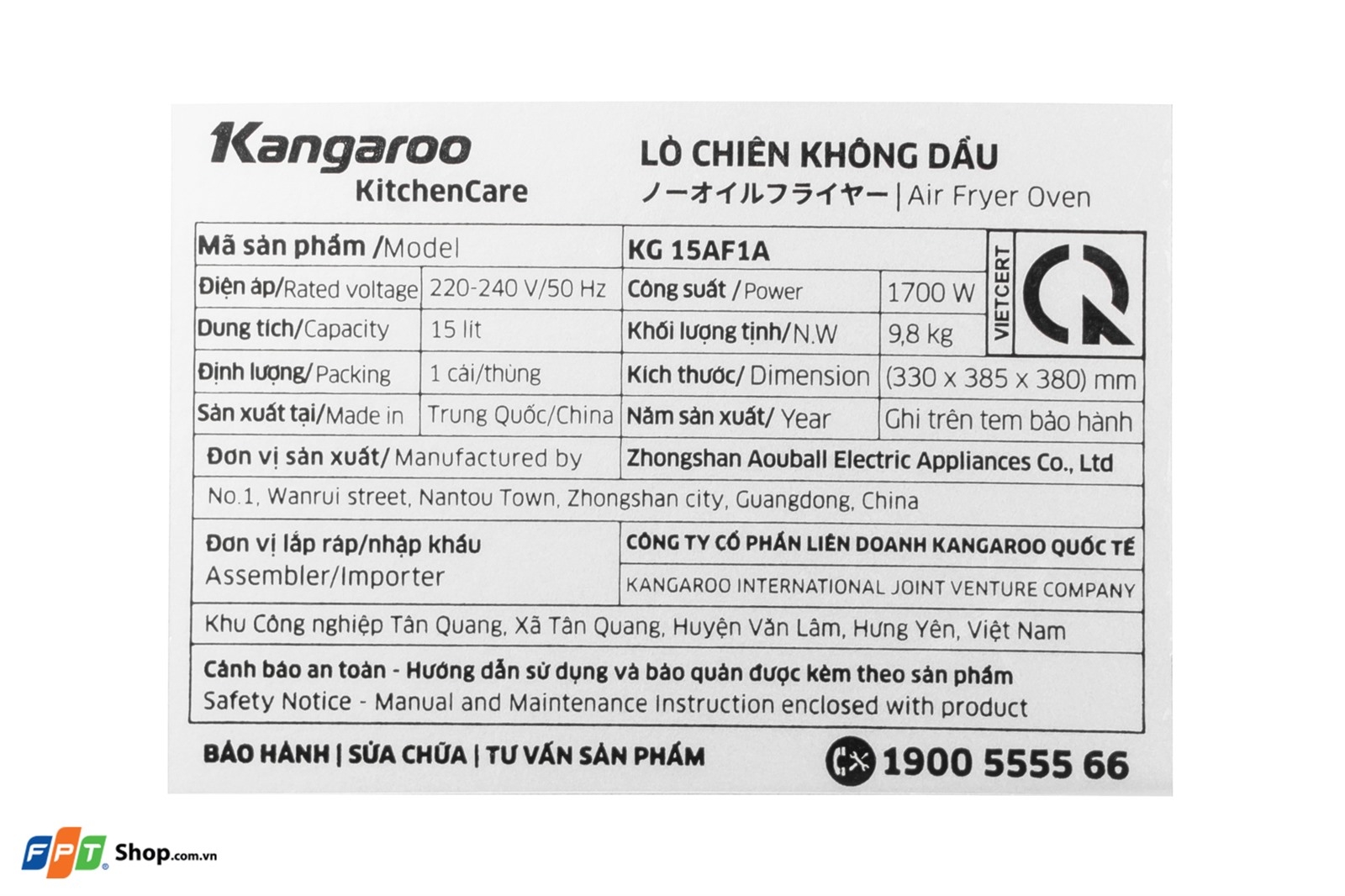 Nồi chiên không dầu Kangaroo 15 lít KG15AF1A — ảnh 6