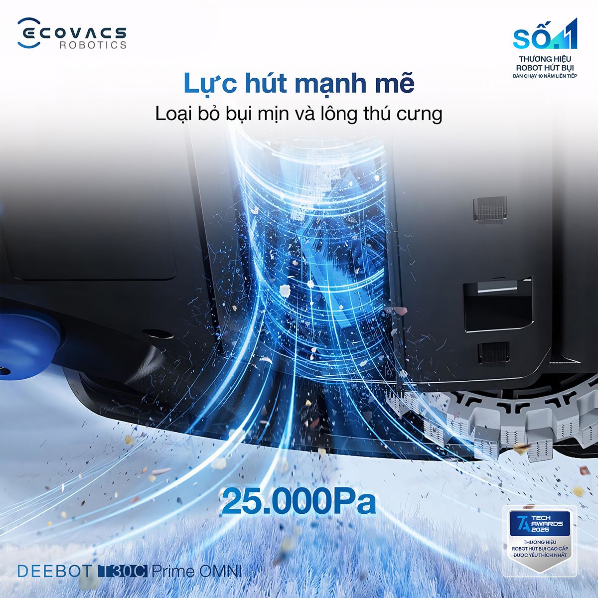 Robot hút bụi thông minh Ecovacs T30C Prime Omni — ảnh 3