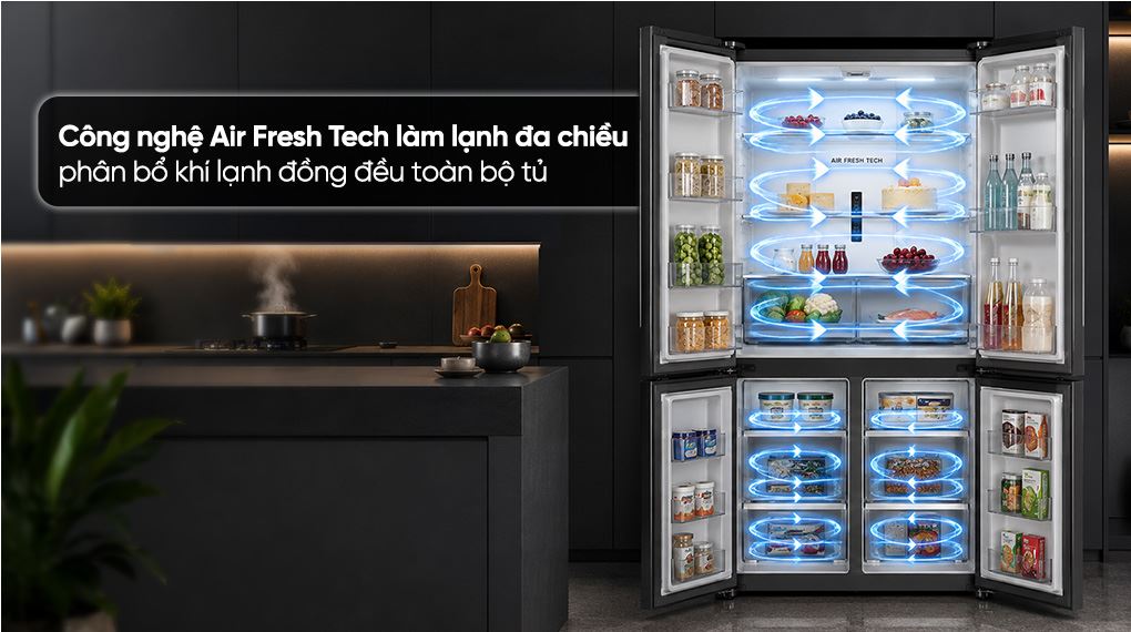 Tủ lạnh Haier Inverter 638 lít Multi Door HM800ASWMBVNU1 - Làm lạnh đa chiều Air Fresh Tech