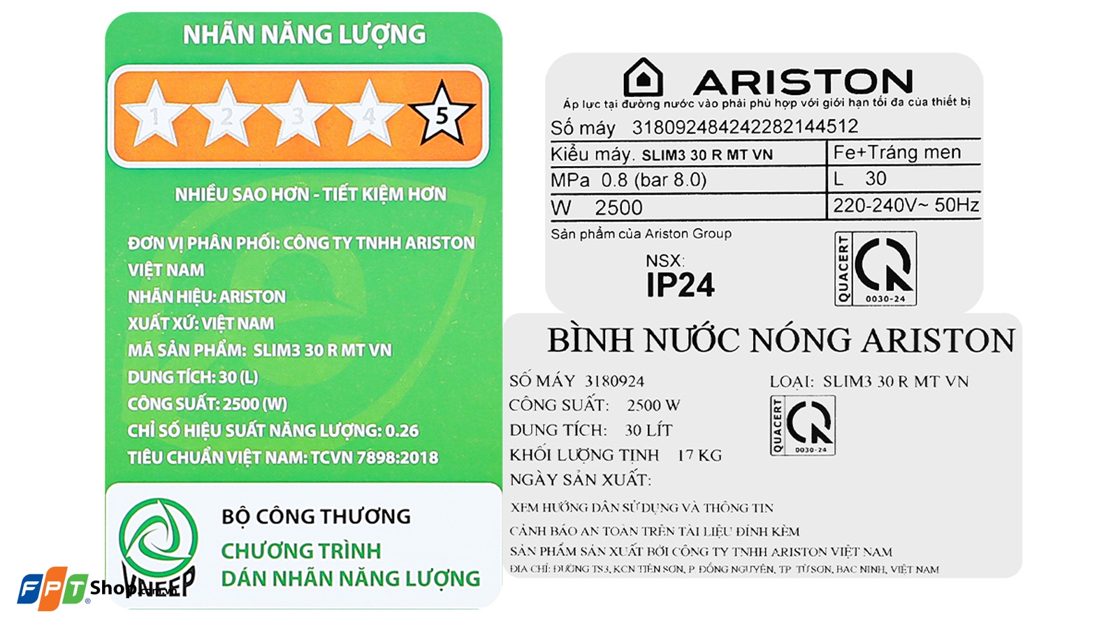 Máy nước nóng gián tiếp Ariston 30 lít SLIM3 30 R MT 2500W — ảnh 9