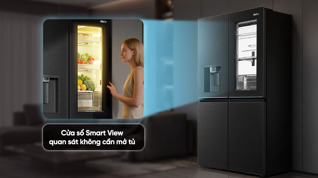 Tủ lạnh Haier Inverter 638 lít Multi Door HM800ASWMBVNU1 - Cửa sổ thông minh xuyên thấu Smart View