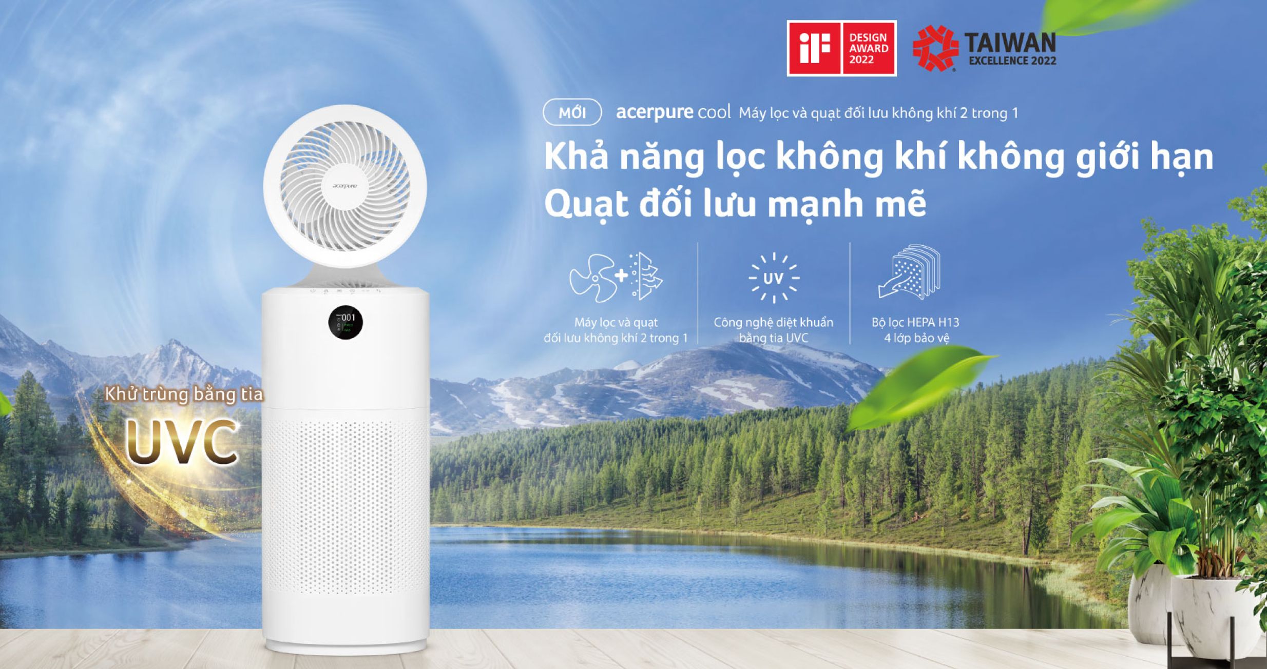 Máy lọc không khí bụi mịn Acerpure Cool C2-UVC — ảnh 2