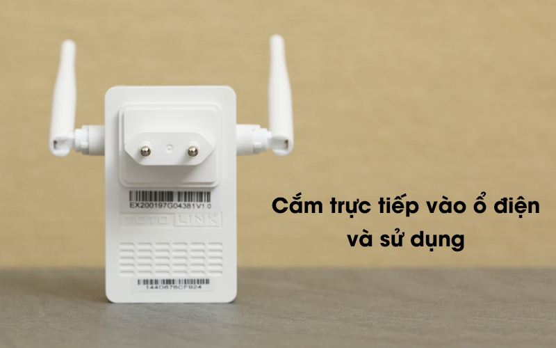 Bộ Mở Rộng Sóng Wifi AC220V Totolink EX200 trắng được cấp nguồn dễ dàng