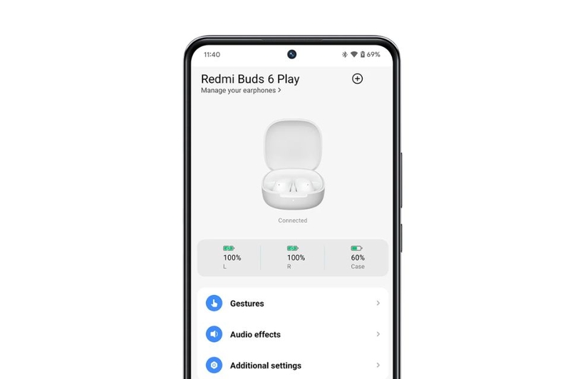 Tai nghe Bluetooth TWS Xiaomi Redmi Buds 6 Play Tùy chỉnh dễ dàng qua ứng dụng Xiaomi Earbuds