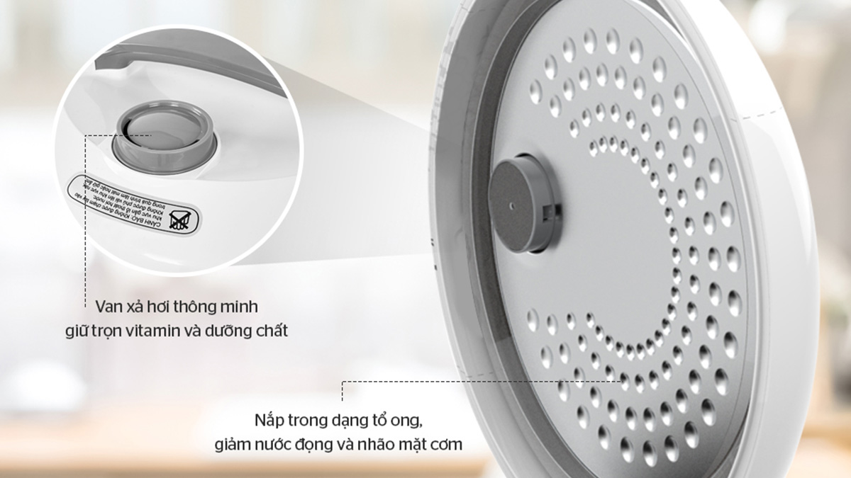 Sunhouse SHD8603 trang bị nắp nồi dạng tổ ong và van thoát hơi thông minh