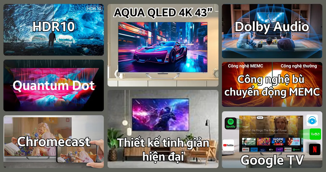 Google Tivi AQUA QLED 4K 43 inch 2024 (AQT43S800UX) — ảnh 2