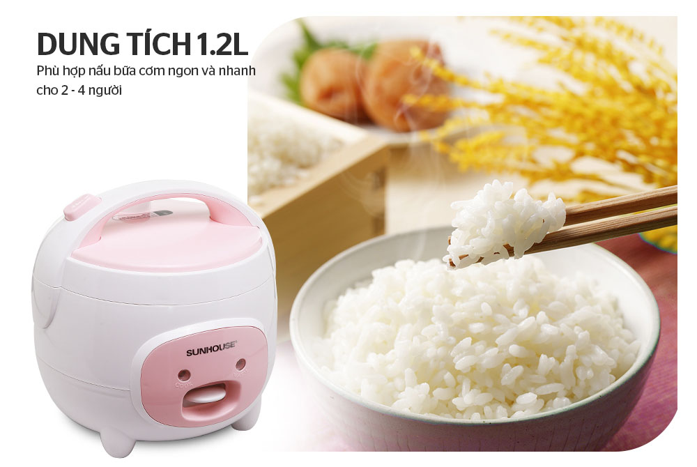 Nồi cơm điện Sunhouse SHD8217W 1.2 lít nhỏ gọn tiện dụng