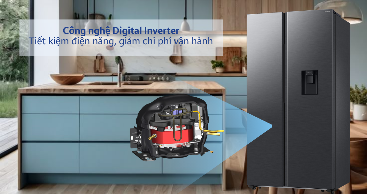 Tủ lạnh Samsung Side By Side 578L 2024 RS57DG410EB4SV — ảnh 7