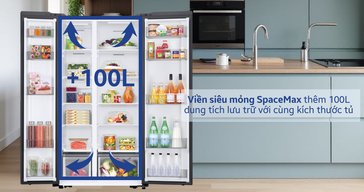Tủ lạnh Samsung Side By Side 583L 2024 RS57DG400EM9SV — ảnh 3