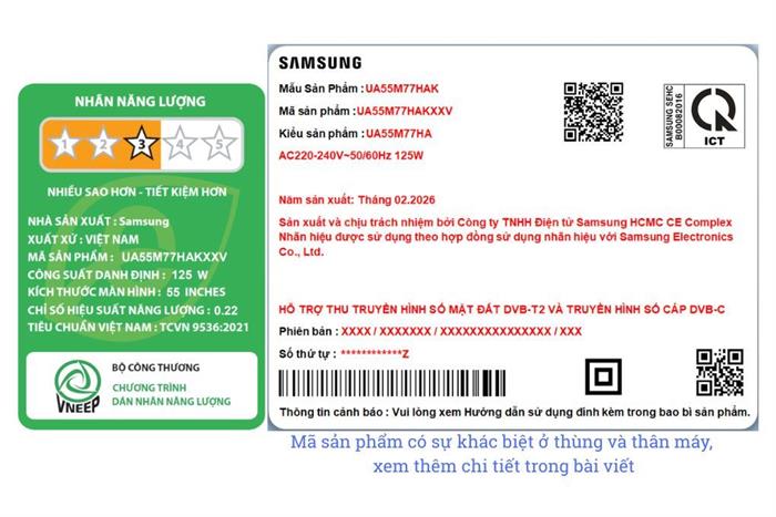 Samsung Smart TV Mini LED UA55M77HA Mẫu — ảnh 7