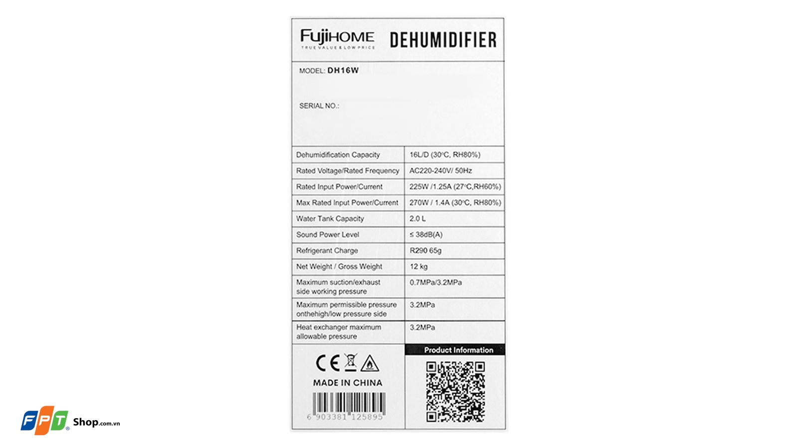 Máy hút ẩm 16 lít Fujihome DH16NW — ảnh 10