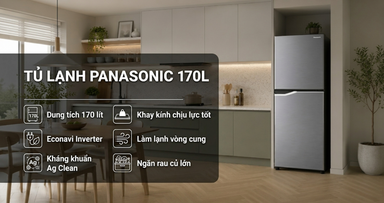 Tủ lạnh Panasonic 170L 2020 NR-BA190PPVN — ảnh 2