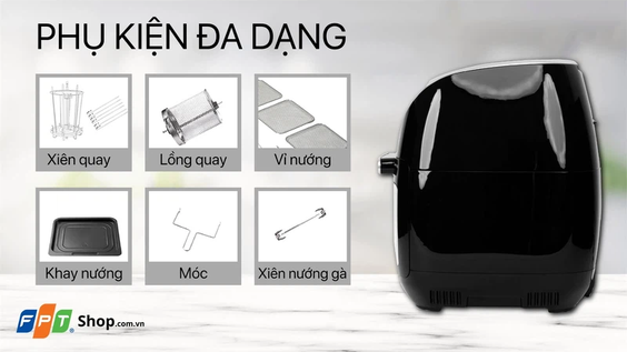 Nồi chiên không dầu Hafele HS-AF1102B đi kèm nhiều phụ kiện