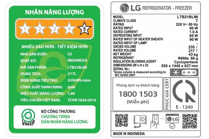 LG Inverter 217 lít LTB21BLMI — ảnh 7