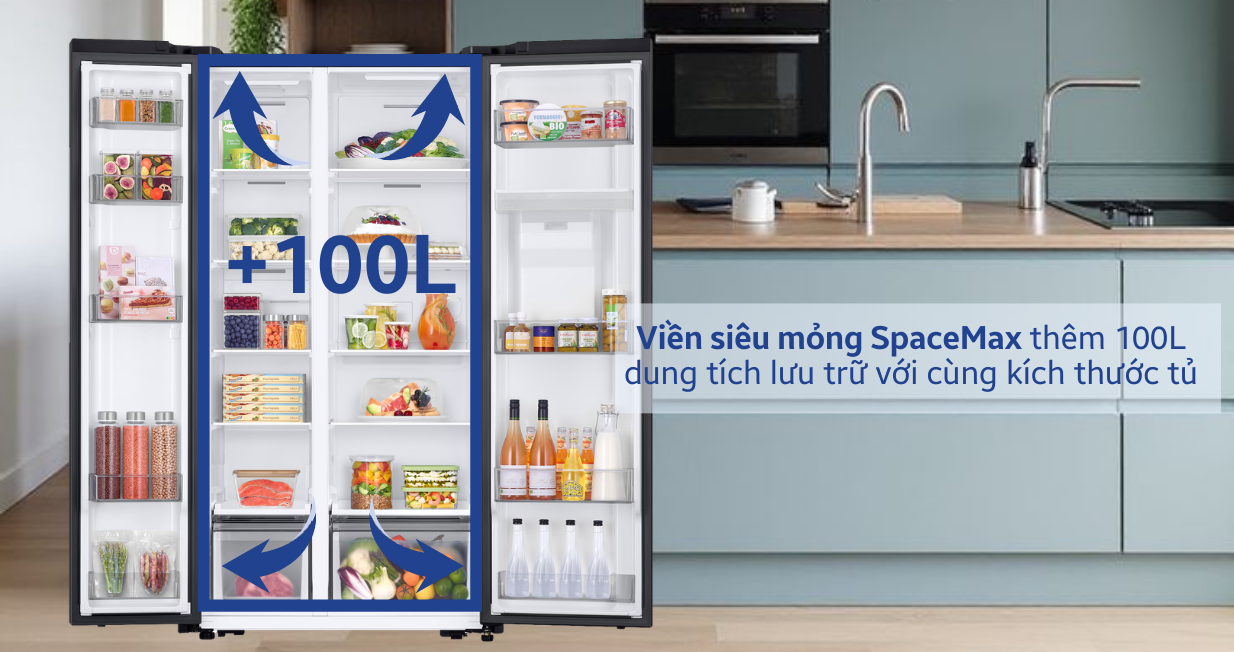Tủ lạnh Samsung Side By Side 578L 2024 RS57DG410EB4SV — ảnh 3