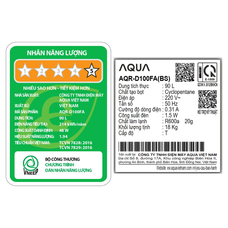 Tủ lạnh Mini Aqua 90 lít AQR-D100FA(BS) — ảnh 3