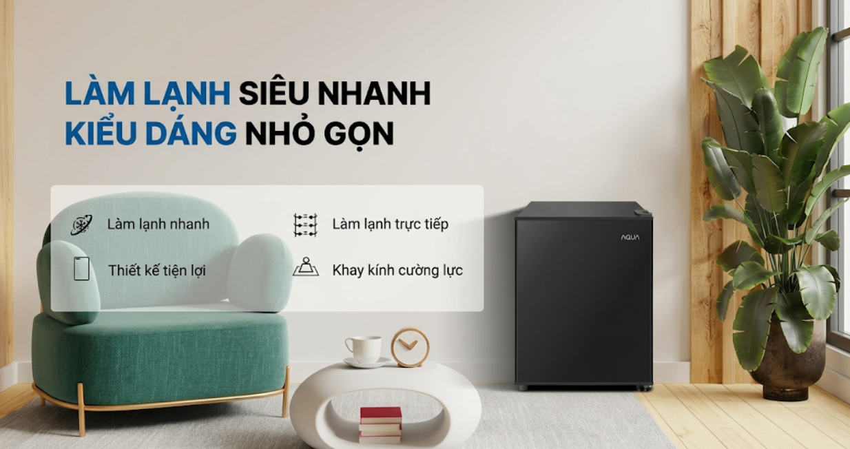Tủ lạnh AQUA 50 lít 2024 (AQR-D60FA(BS)) — ảnh 2