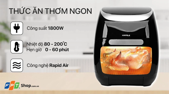 Hafele HS-AF1102B làm chín thức ăn bằng công nghệ Rapid Air