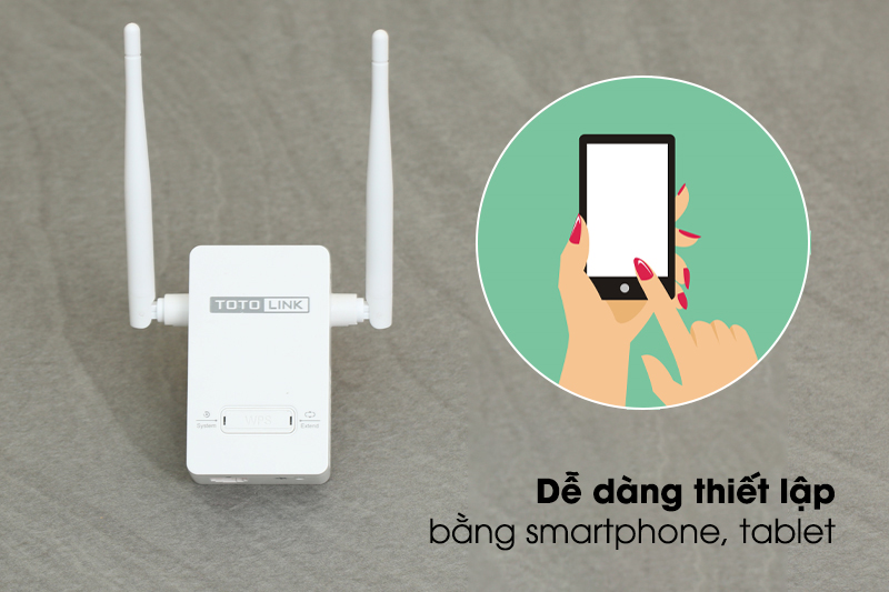 Bộ Mở Rộng Sóng Wifi AC220V Totolink EX200 Trắng dễ dàng thiết lập bằng điện thoại