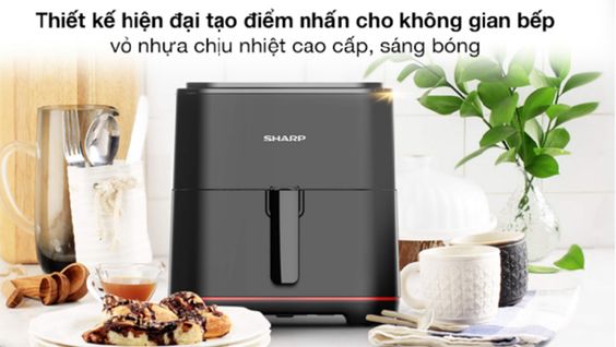 Nồi chiên không dầu Sharp KF-AF70EV-BK thiết kế đơn giản nhưng hiện đại