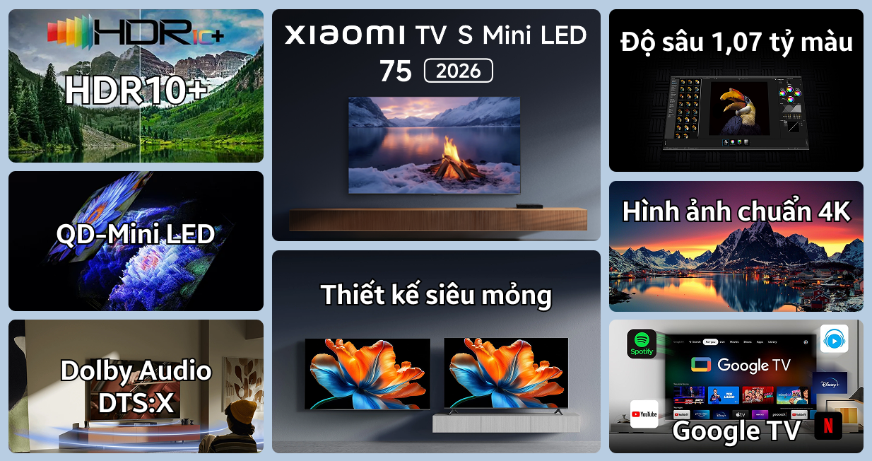 Google Tivi Xiaomi S Mini Led 4K 75 inch 2026 — ảnh 2