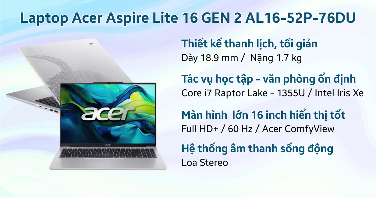Acer Aspire Lite 16 GEN 2 AL16-52P-76DU — ảnh 2