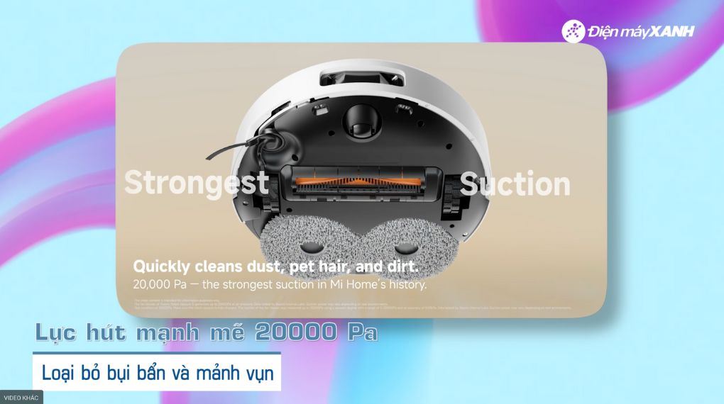 Robot hút bụi lau nhà Xiaomi 5 EU - Lực hút 20000 Pa
