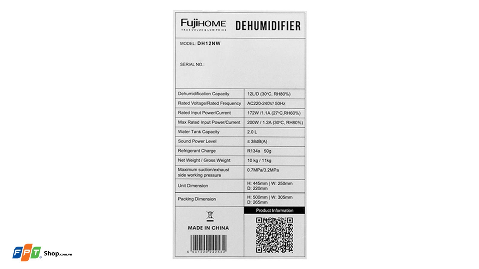 Máy hút ẩm 12 lít Fujihome DH12NW — ảnh 10