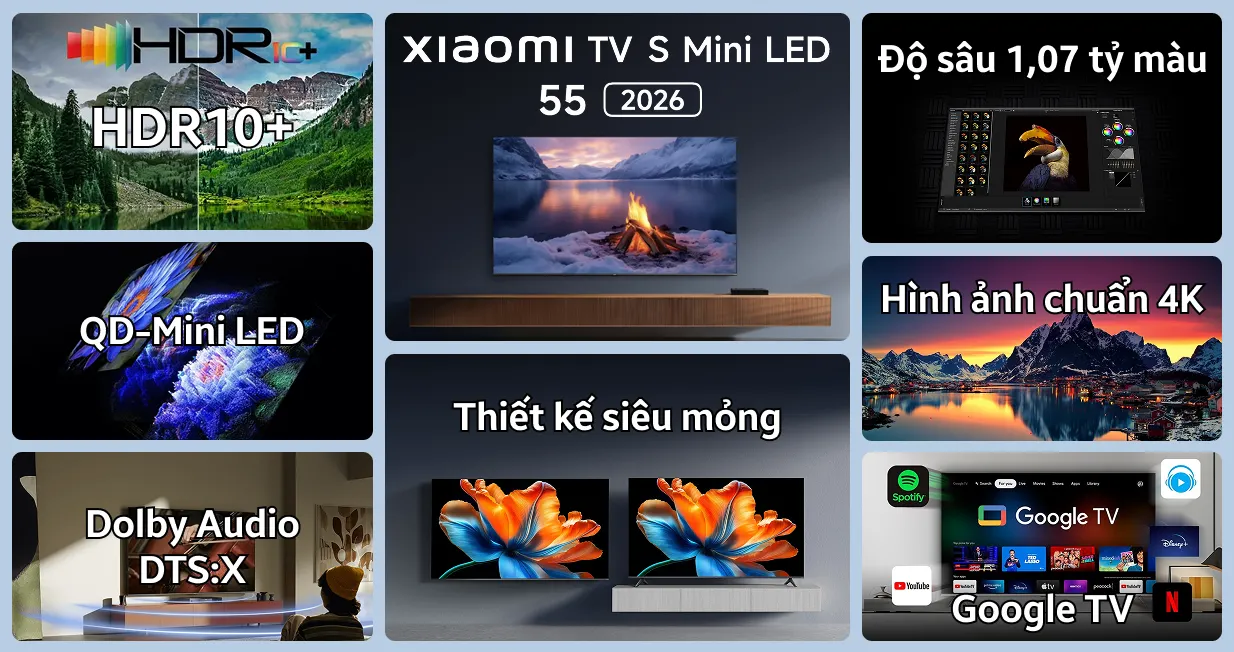 Google Tivi Xiaomi S Mini Led 4K 55 inch 2026 — ảnh 2
