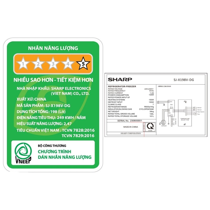 Tủ lạnh ngăn đá trên Sharp Inverter 181 lít SJ-X198V-DG — ảnh 4