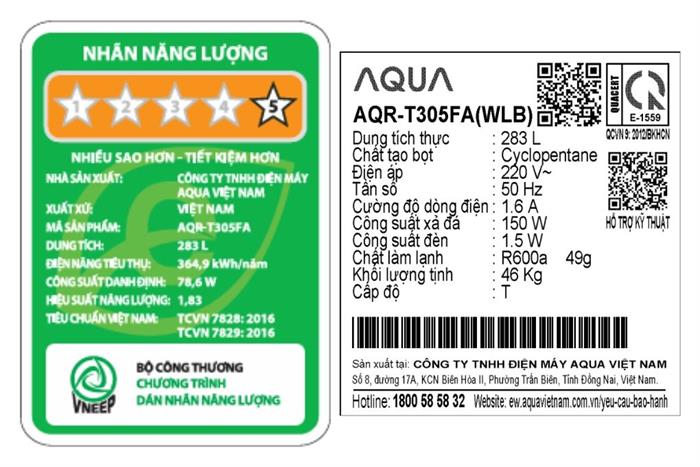 Aqua Inverter 283 lít AQR-T305FA(WLB) Mẫu — ảnh 4
