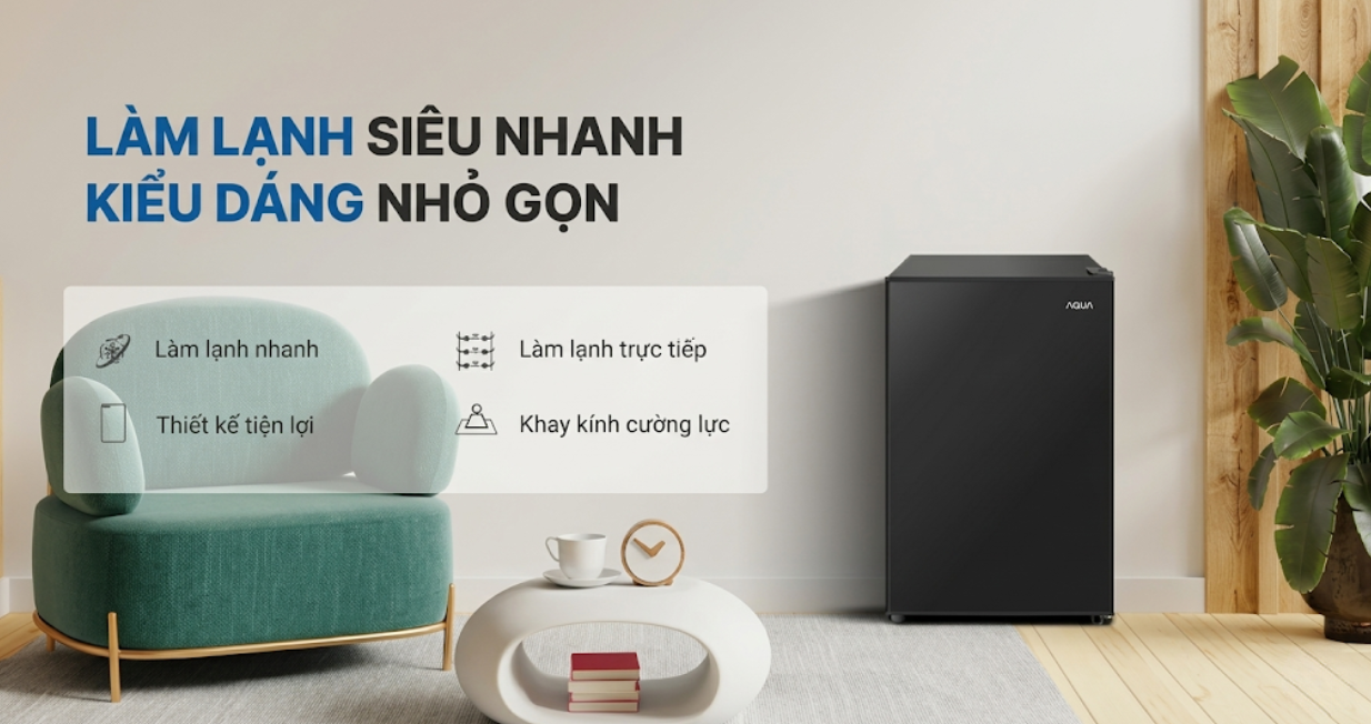 Tủ lạnh AQUA 90 lít 2024 (AQR-D100FA(BS)) — ảnh 2