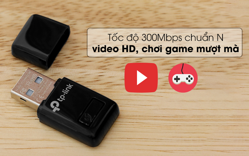 Có tốc độ cao - USB Wifi 300Mbps TP-Link TL-WN823N Đen