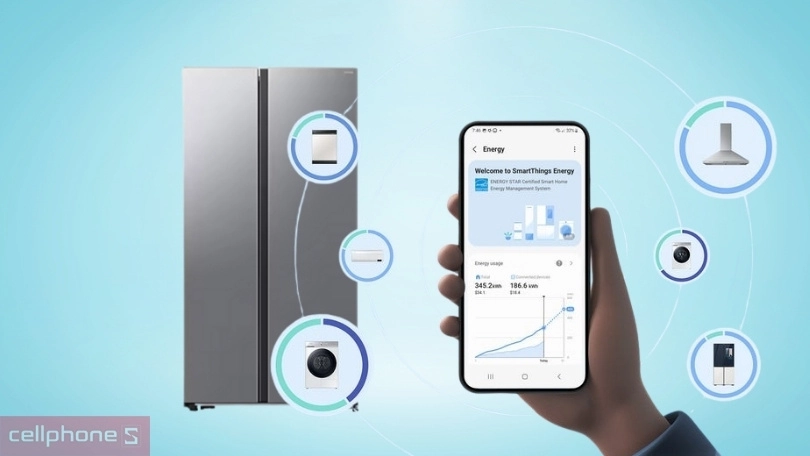 Hướng dẫn kết nối tủ lạnh Samsung Inverter Side by Side RS57DG400EM9SV 583 Lít với smartphone