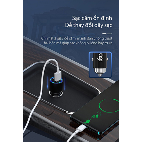 Củ sạc ô tô 2 cổng Bagi CC-PD20 — ảnh 5