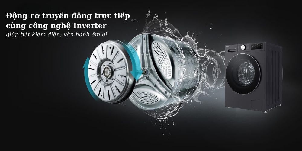 Máy giặt FX1410N5G ứng dụng công nghệ Inverter, động cơ truyền động trực tiếp