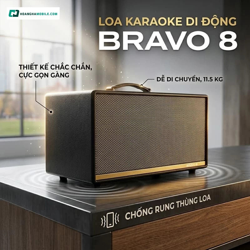 Loa Arirang BRAVO 8 nổi bật với thiết kế gọn nhẹ, trọng lượng khoảng 11.5kg cùng công suất 200W RMS