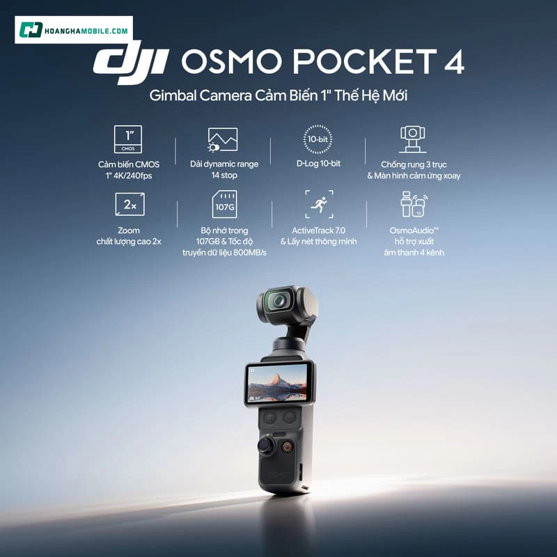 DJI Osmo Pocket 4 là thế hệ nâng cấp tiếp theo với trọng tâm cải thiện hiệu năng và trải nghiệm người dùng