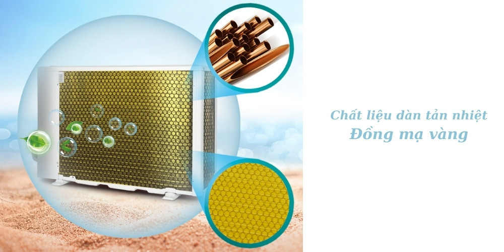 Máy Lạnh AS-10CR4RYDDJ02 có dàn tản nhiệt làm từ đồng mạ vàng