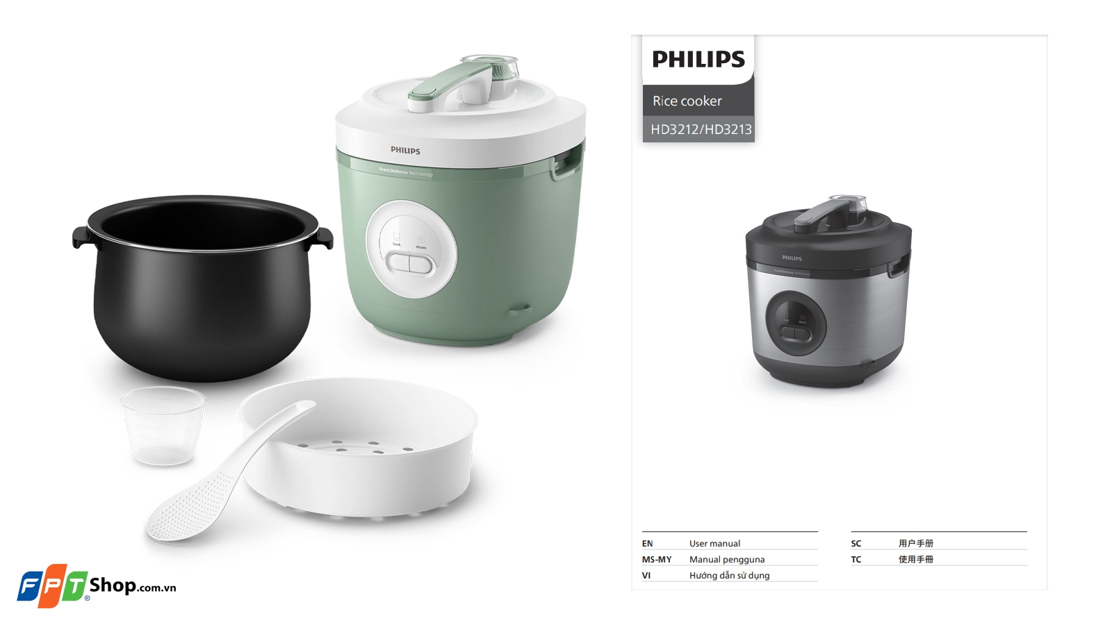 Nồi cơm điện Philips 1.8 lít HD3212/32 — ảnh 8