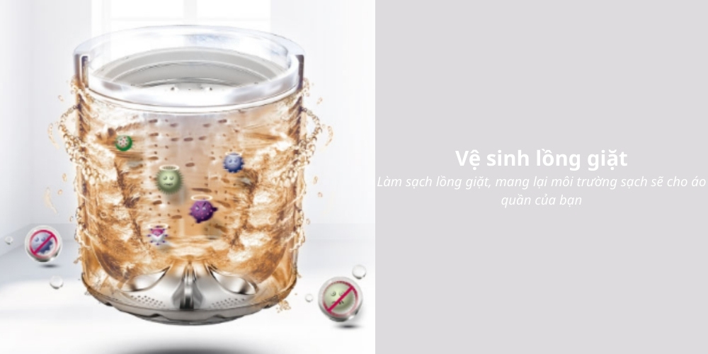 Máy Giặt 9.5 Kg VWVC9502FS tự động vệ sinh lồng giặt