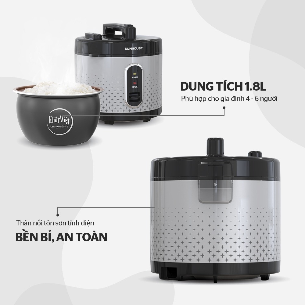 Nồi cơm điện Sunhouse 1.8 lít SHD8624 — ảnh 5