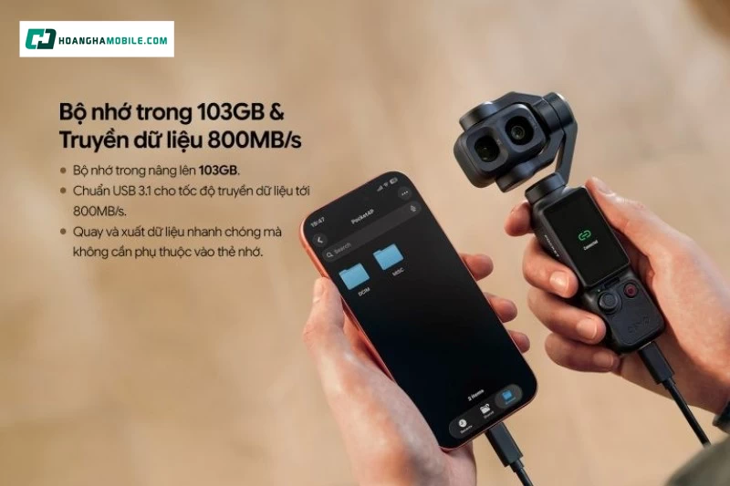 Camera cầm tay DJI Osmo Pocket 4P Vlog Combo có thiết bị có gimbal tích hợp.