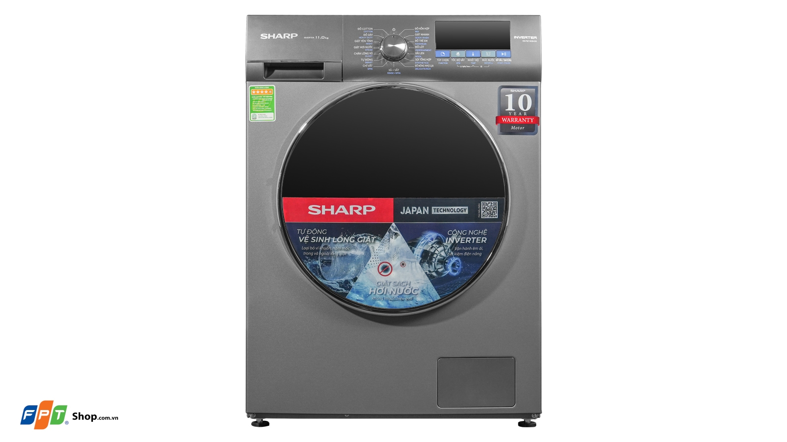 Máy giặt cửa trước Sharp Inverter 11 kg ES-FM110CB-DG — ảnh 3