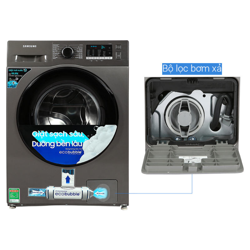 Máy giặt cửa trước Samsung Ecobubble Inverter 9.5 kg WW95TA046AX/SV — ảnh 5