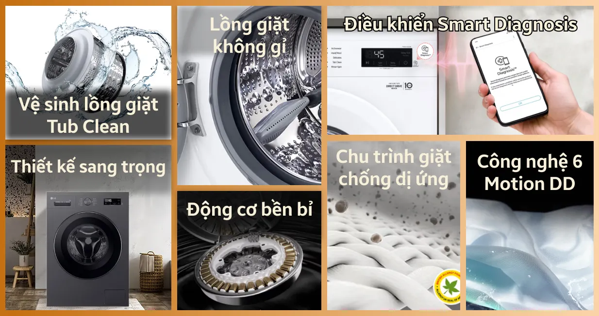 Máy giặt LG cửa ngang 9kg 2024 (FB1209S5M) — ảnh 2